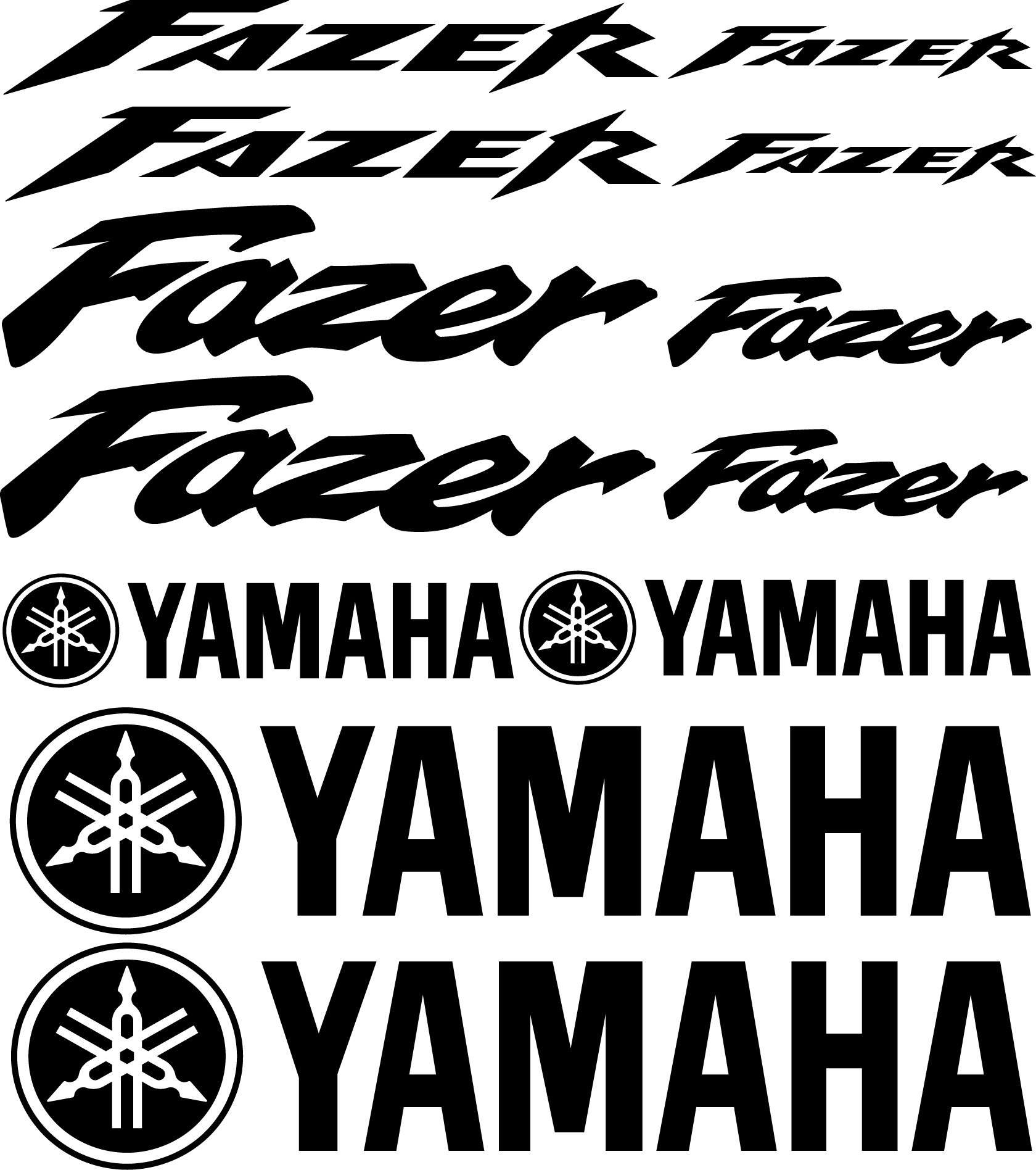 12 Stickers Autocollants Yamaha Fazer - Art Déco Stickers