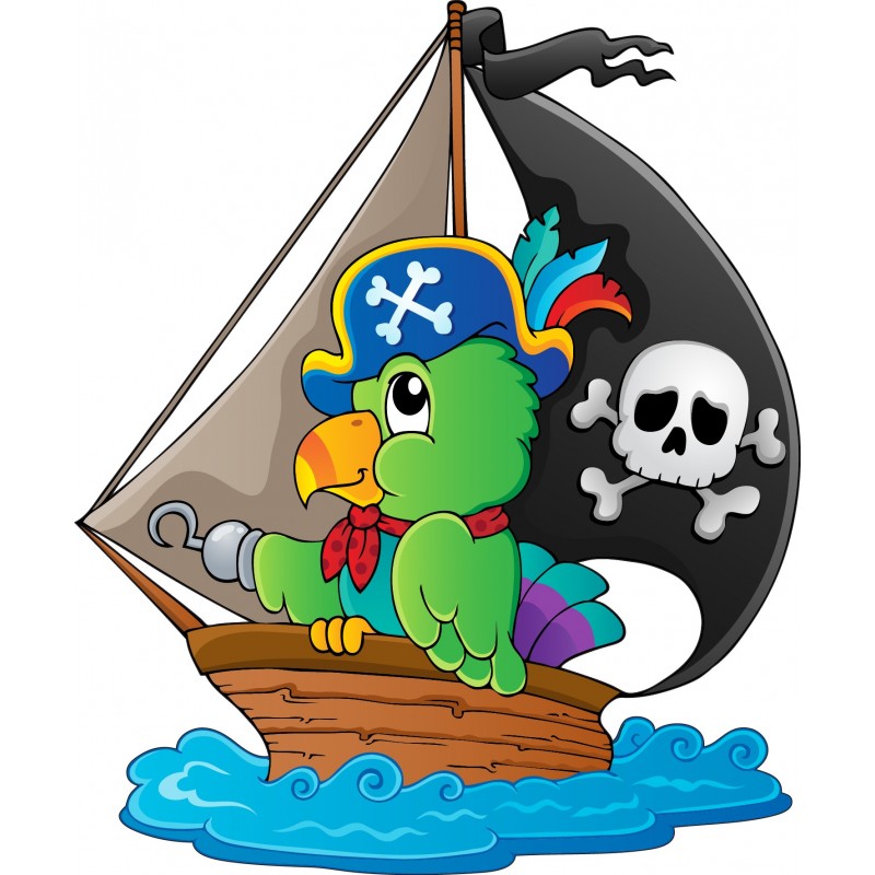 Sticker mural enfant Grand bateau de pirate