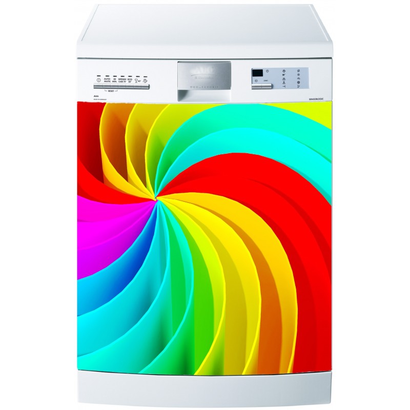 Sticker Vaisselle en plastique multicolore isolé sur blanc 