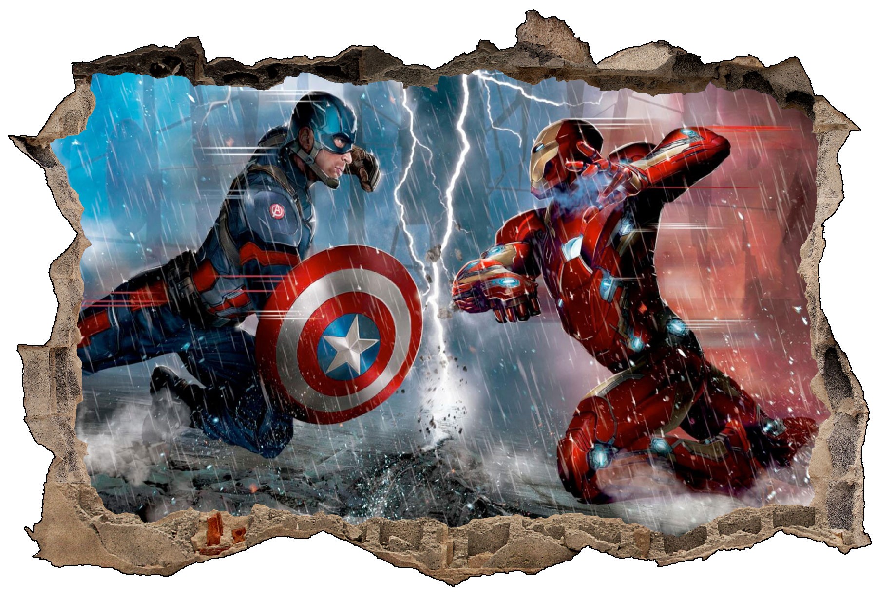 T-YU Sticker mural 3D Hulk Captain America pour enfants, garçons, chambre à  coucher, salon, décoration d'intérieur (40 x 60 cm)