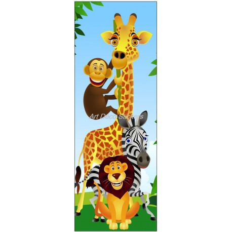 Sticker De Porte Enfant Animaux De La Jungle Art Deco Stickers