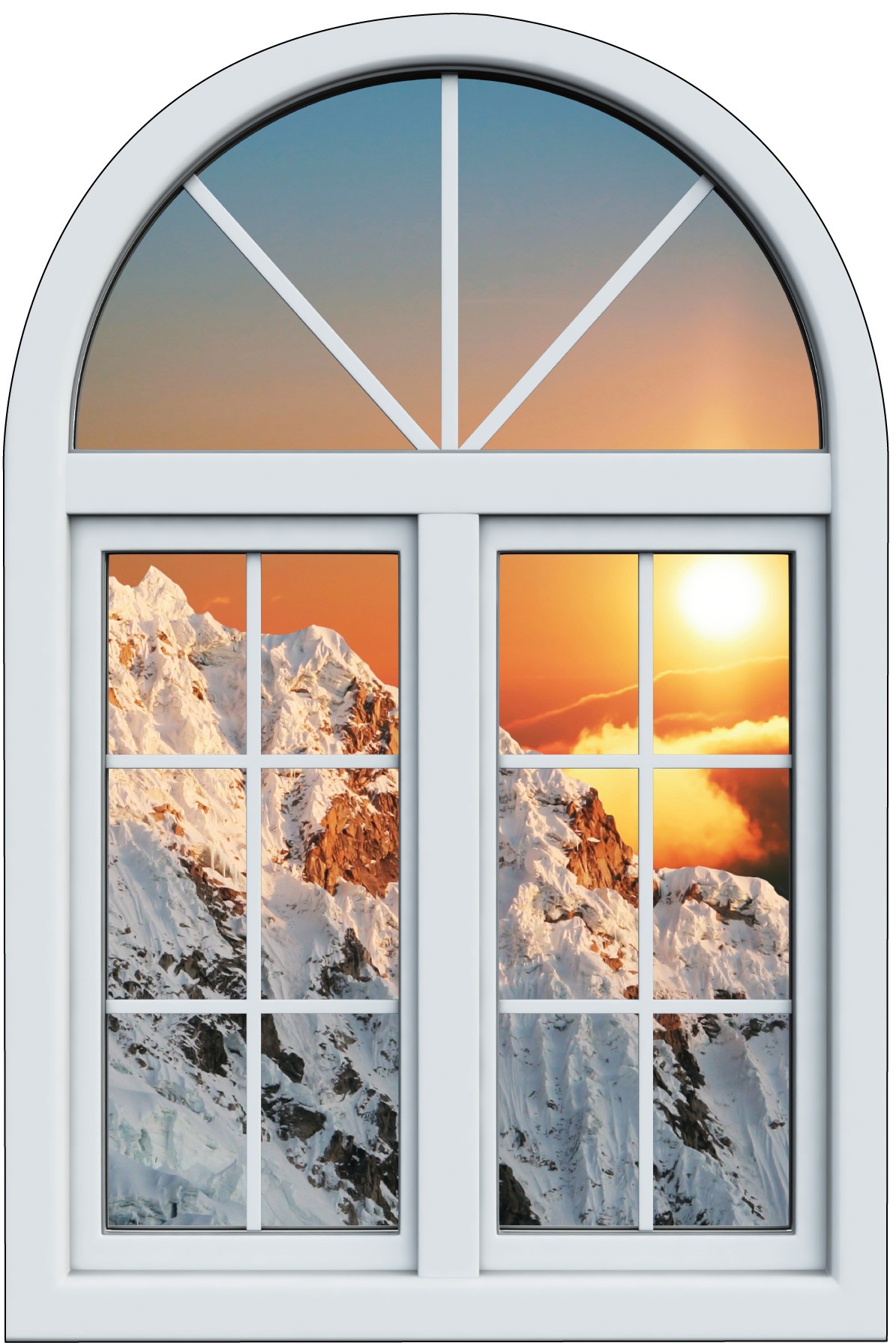 Sticker Fenêtre en trompe l'oeil Couché de soleil - Art Déco Stickers