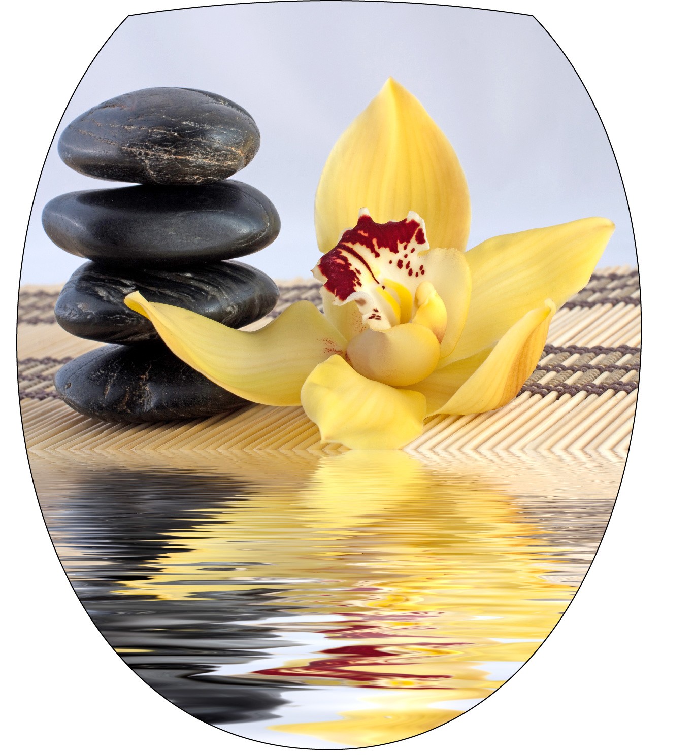 Stickers muraux Zen Bambous galets fleur bougie et leurs reflets